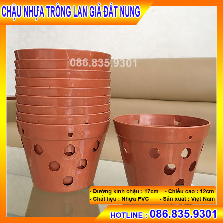 [Ảnh thật] 10 Chậu Nhựa giả đất nung trồng Lan ( đường kính 17cm )