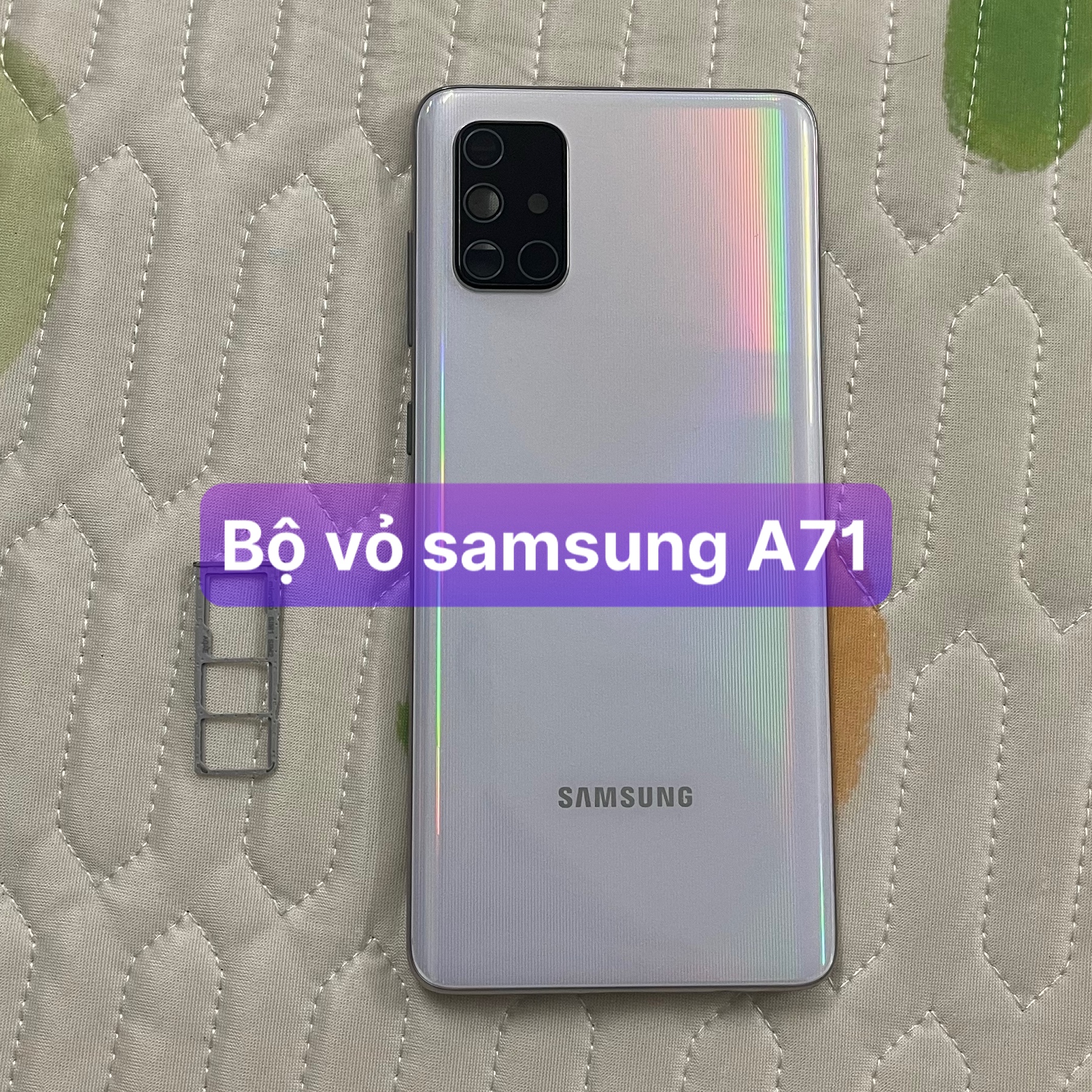 bộ vỏ sườn samsung A71 ,kèm khay sim,phím,kính camera