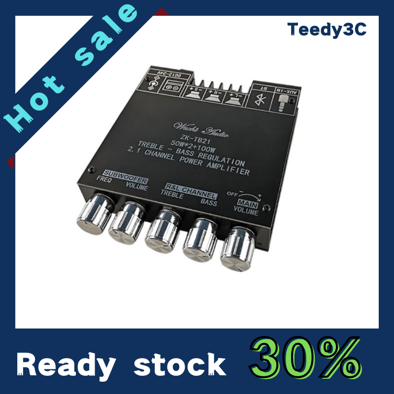 【Teedy 3C】ZK-TB21 TPA3116D2 Bluetooth 5.0 Subwoofer Amplifier Board 50WX2+100W 2.1 Channel Power Audio Stereo AMP Module