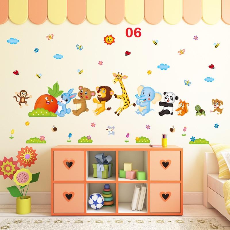 Decal dán tường Thú kéo ôm nhau( 1m8 *1m2)