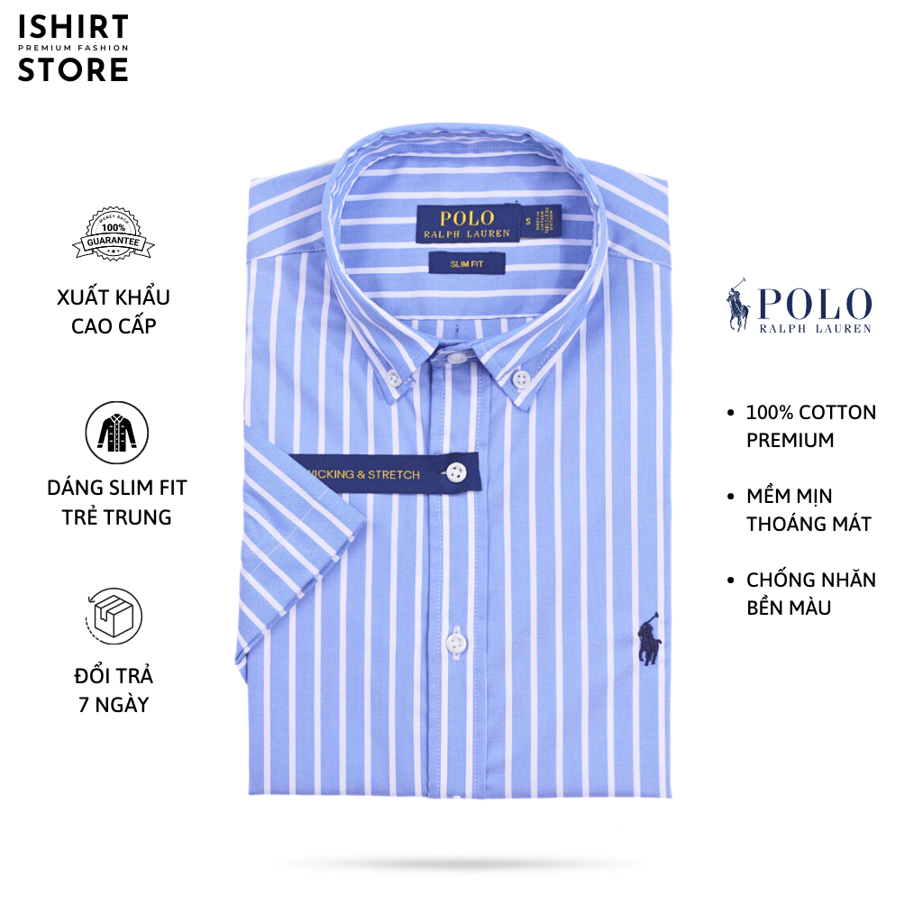 Áo sơ mi nam ngắn tay Polo.Raph.Laren xuất Hàn dáng Slim Fit 100 cotton ...