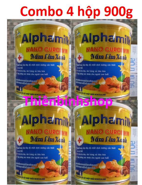 [Combo 4hộp 900g, HSD 2026] Sữa bột ALPHAMILK NANO CURCUMIN NẤM LIM XANH.