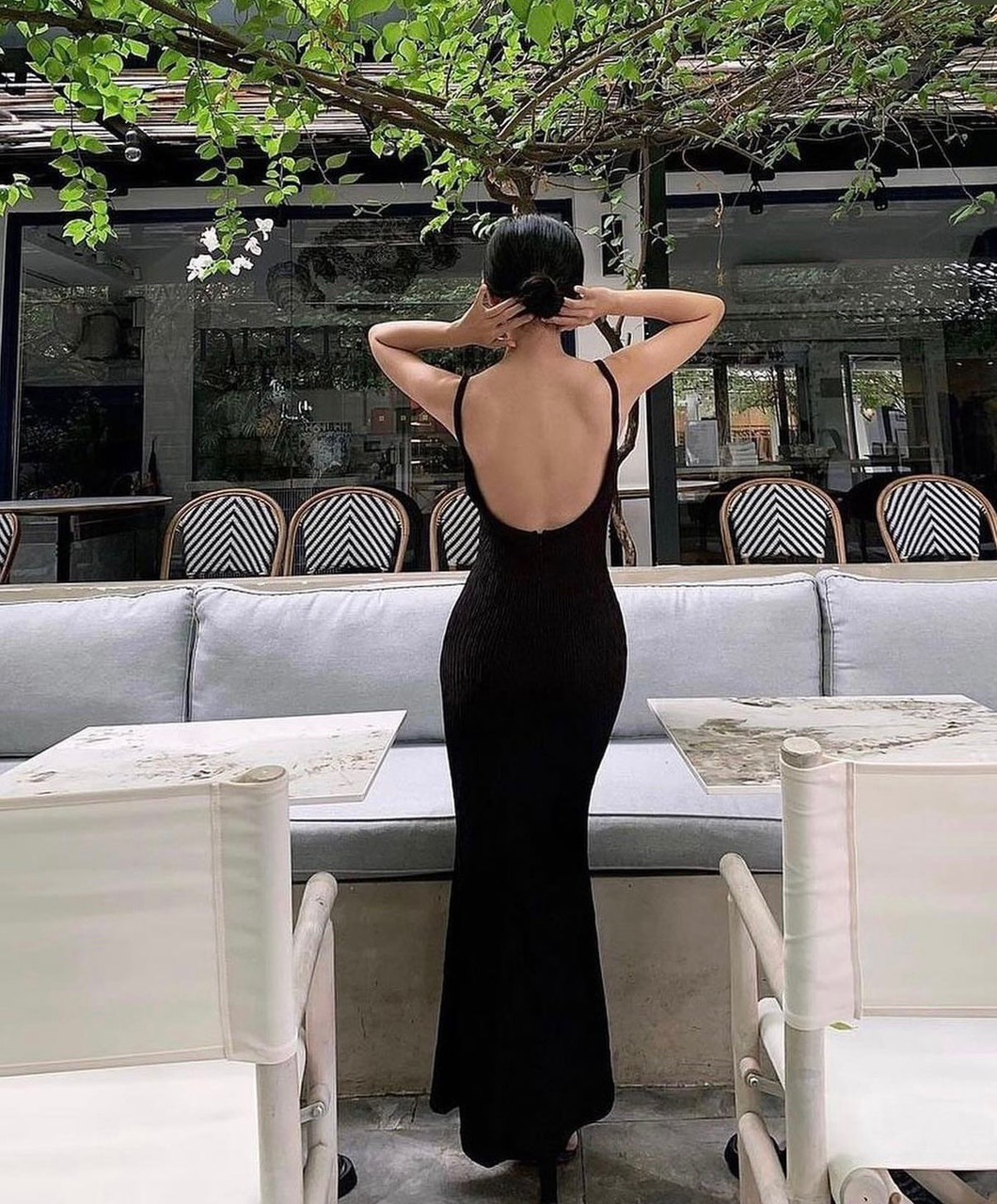 [Ảnh thật] Đầm body 2 dây đuôi cá hở lưng siêu sexy