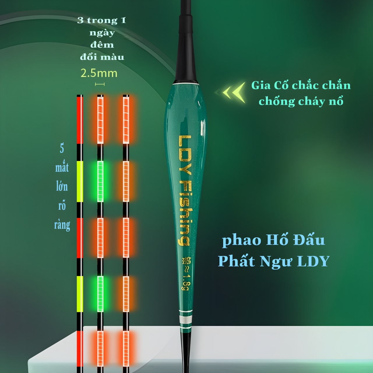 LDY high-grade fly fishing float, day and night changing, super bright toothpick, reinforced very strong