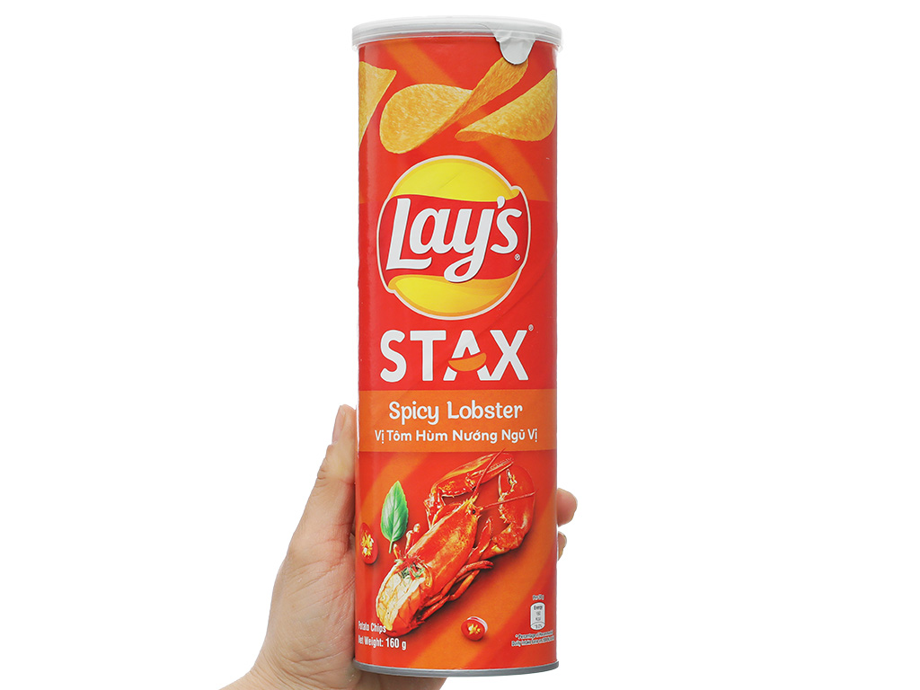 Snack khoai tây Lays Stax Tôm Hùng 160g