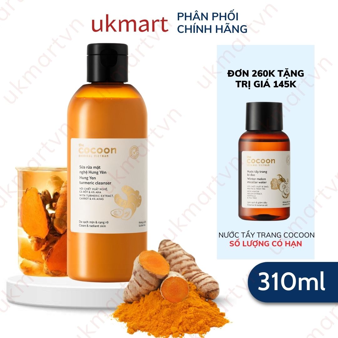 Dòng sản phẩm nghệ Cocoon Sữa rửa mặt nghệ 140ml Toner nghệ 140ml Tinh chất nghệ 30ml