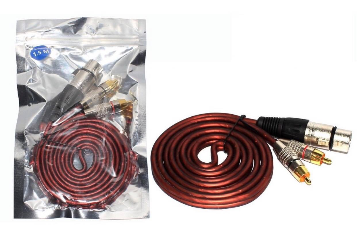 Dây tín hiệu 1 đầu canon cái ra 2 đầu bông sen dài 1,5 mét