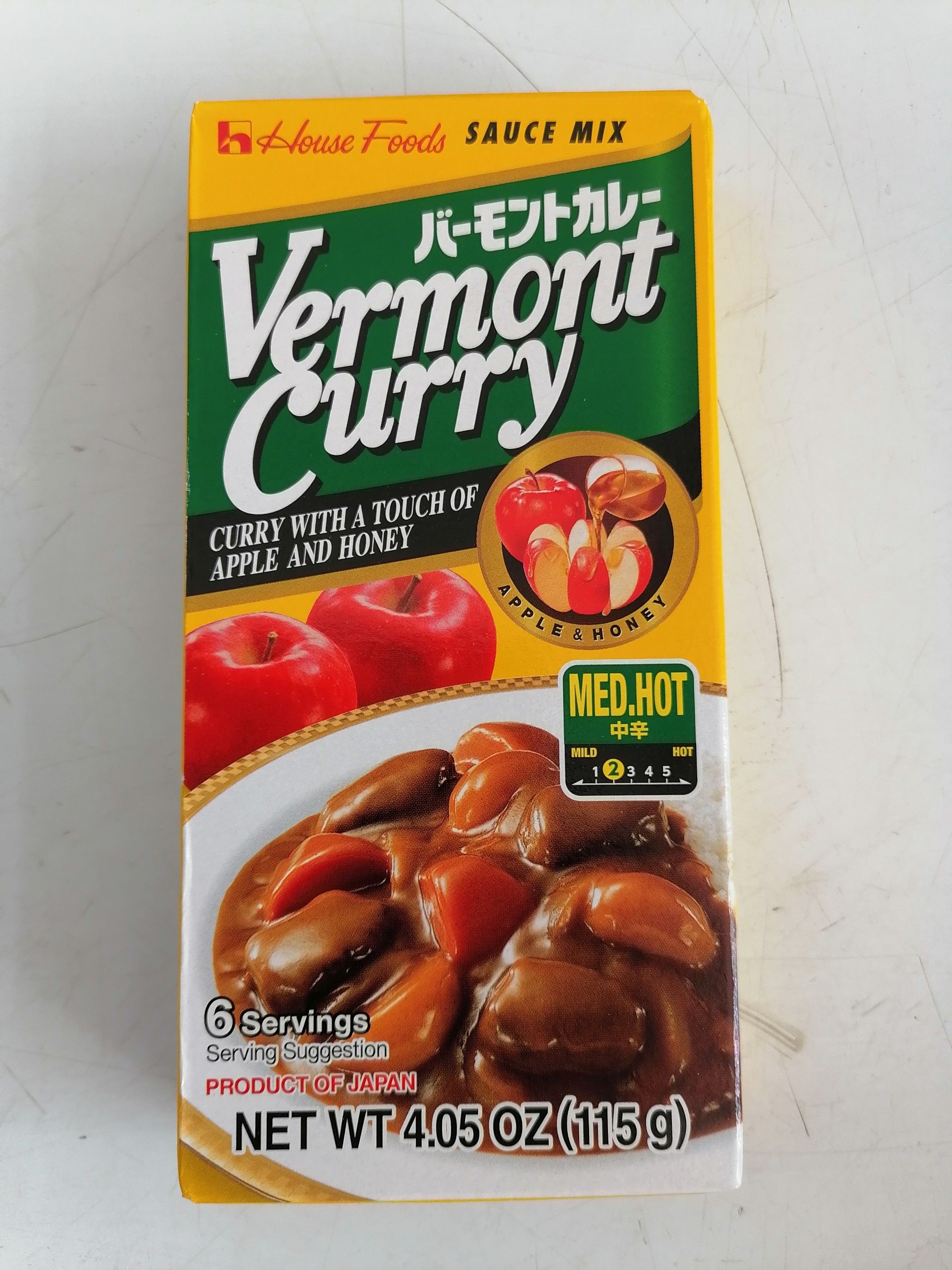 [Nhỏ 115g – Vermont (Xanh lá) - MED.HOT] Viên xốt cà ri cô đặc vị cay vừa [Japan] HOUSE FOODS Curry Sauce Mix (hty-hk