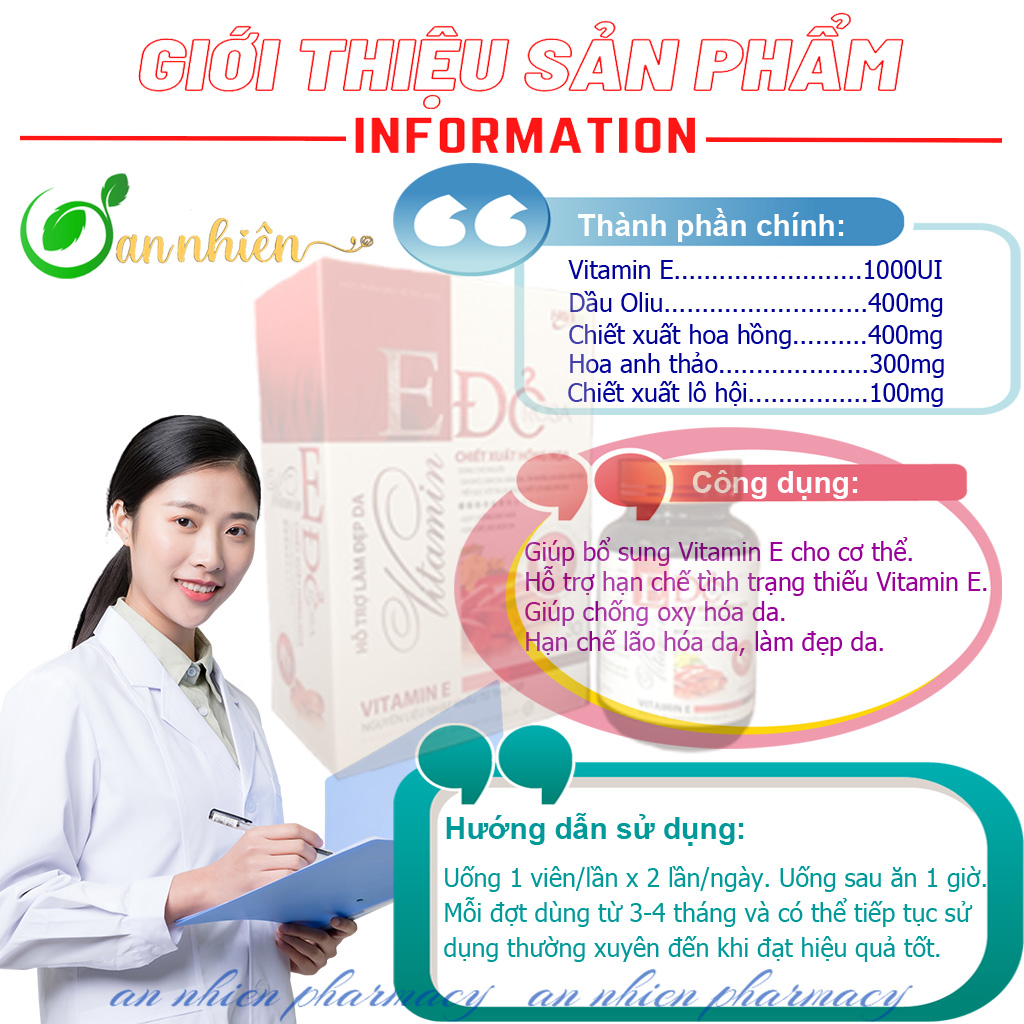 Vitamin E Đỏ Rosa - Giúp chống oxy hóa - Hạn chế lão hóa da