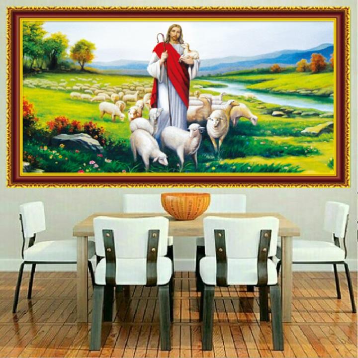 Tranh Đính Đá Chúa Chăn Cừu LV339 130*75cm (TRANH TỰ ĐÍNH)