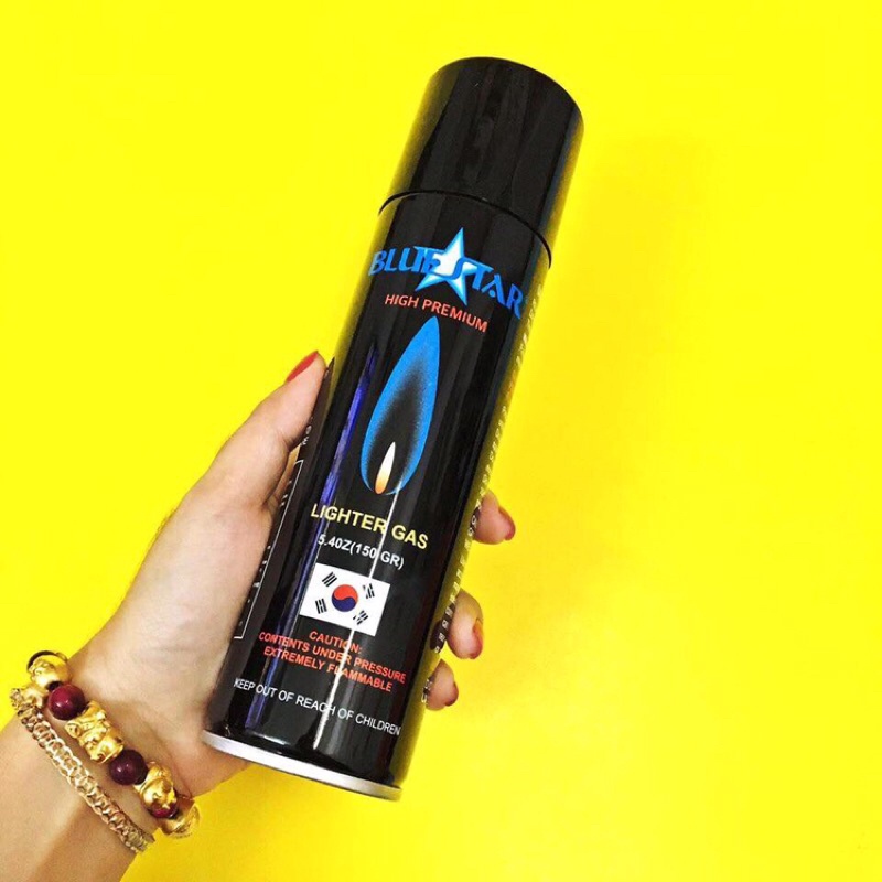 Gas bơm bật lửa hột quẹt Blustar Hàn Quốc 150g kèm 5 đầu bơm tiện lợi