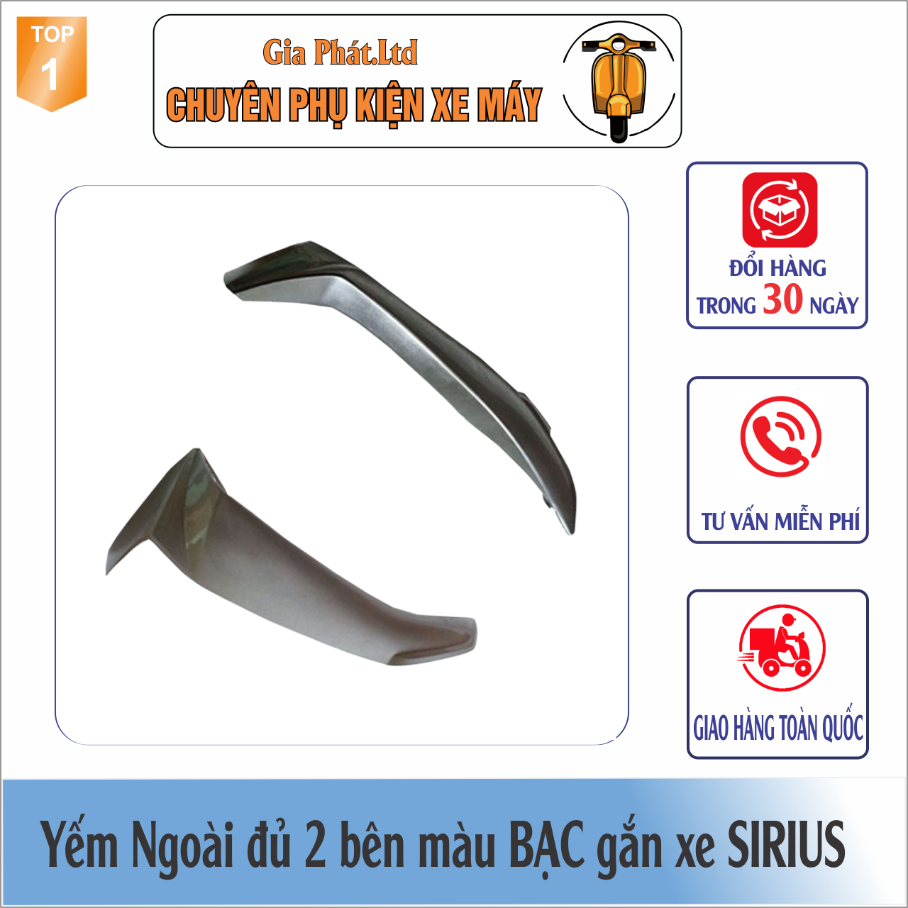 Yếm ngoài màu bạc gắn xe sirius đời 2005-2008 nhựa abs siêu bền