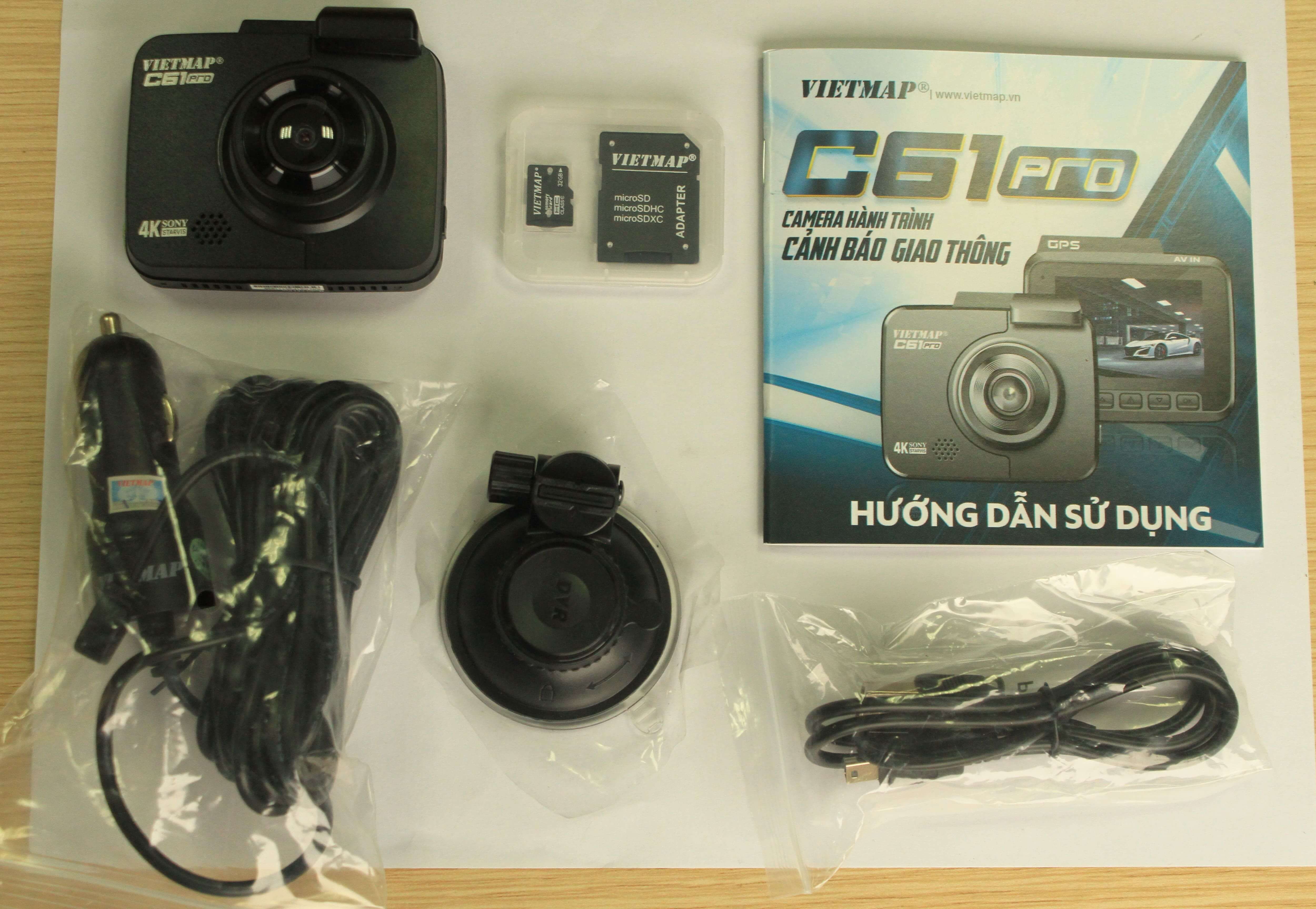 Cam hành trình Vietmap C61 Pro (Cảnh báo giao thông, độ nét 4K)