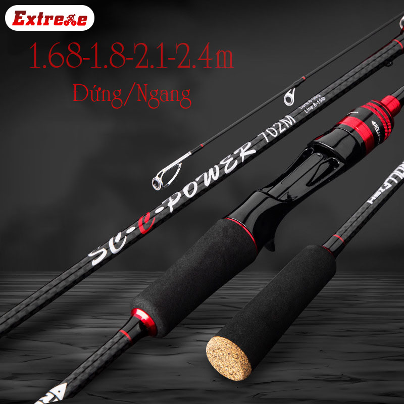 Extreme Cần câu lure máy ngang và máy đứng carbon RollFish 1m68 - 2m4 đầu bu chống xoắn tải cá lớn RF-1 cần câu máy cần câu lure cần câu cá
