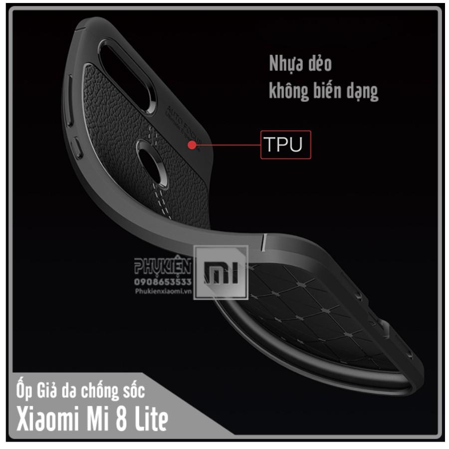 Ốp lưng Xiaomi Mi 8 Lite Giả da chống sốc Auto Focus