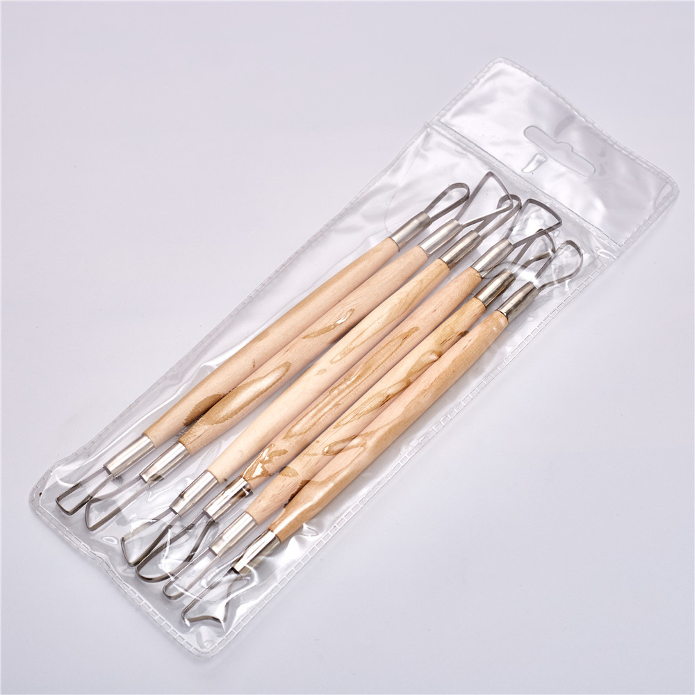 Bộ 6 dụng cụ điêu khắc đất sét cào đầu dẹp