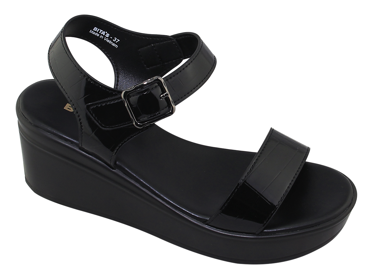 SANDAL ĐẾ BẰNG NỮ SYN.284 (ĐEN + KEM XÁM)
