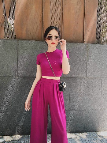 [HCM]SÉT BỘ TICI ÁO CROPTOP QUẦN ỐNG SUÔNG THỜI TRANG