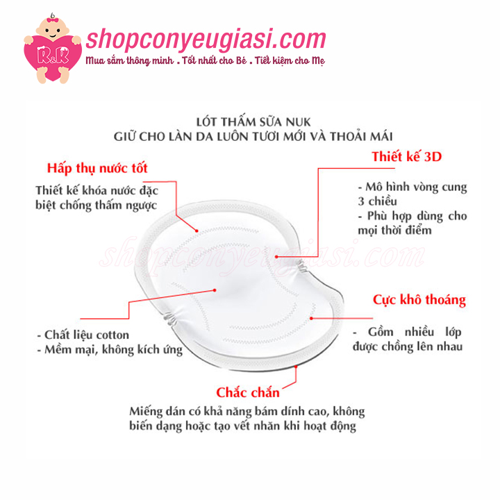 [HCM]Lót Thấm Sữa Nuk Hộp 60 Cái