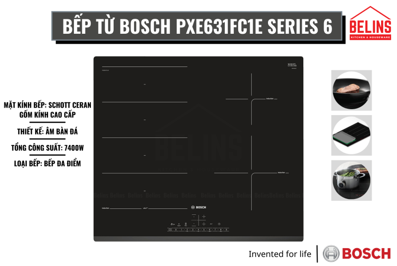 [BELINS] Bếp Từ Bosch PXE631FC1E Series 6
