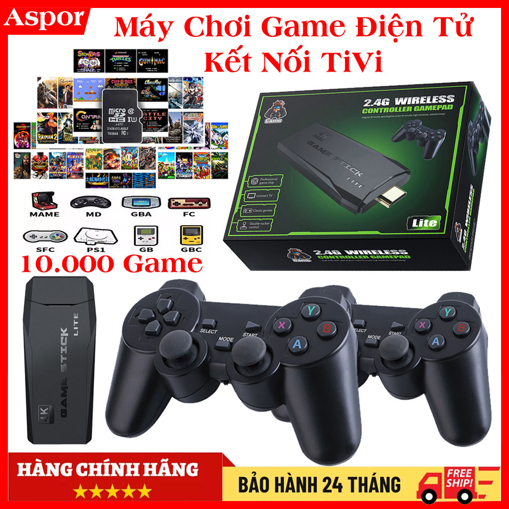 Máy chơi game 4 nút tay cầm không dây 3500/1000 trò kết nối HDMI TV 4K, máy chơi game stick 4K cổ điển, máy chơi game PS contra, bóng đá - 2 người chơi - Chính Hãng