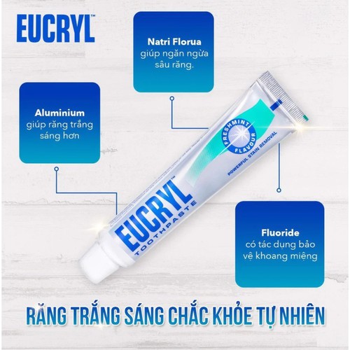 Kem đánh răng Eucryl - KĐR bạc hà thơm mát Eucryl Toothpaste Freshmint 62g