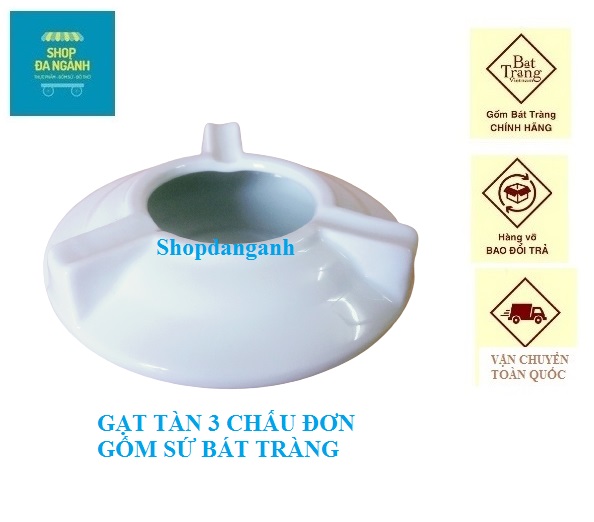 Gạt tàn sứ Bát Tràng loại đơn 3 chấu loại nhỏ