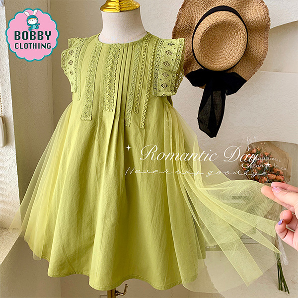 Đầm, Váy đi tiệc cho bé màu xanh cốm(Hàng loại 1)