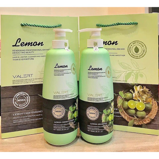Cặp Dầu Gội Xả Chanh Lemon Valert 800ml