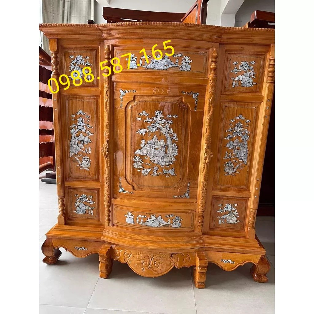 Tủ thờ gỗ căm xe cẩn đá 1M48 (FREESHIP 60 KM ) hhh