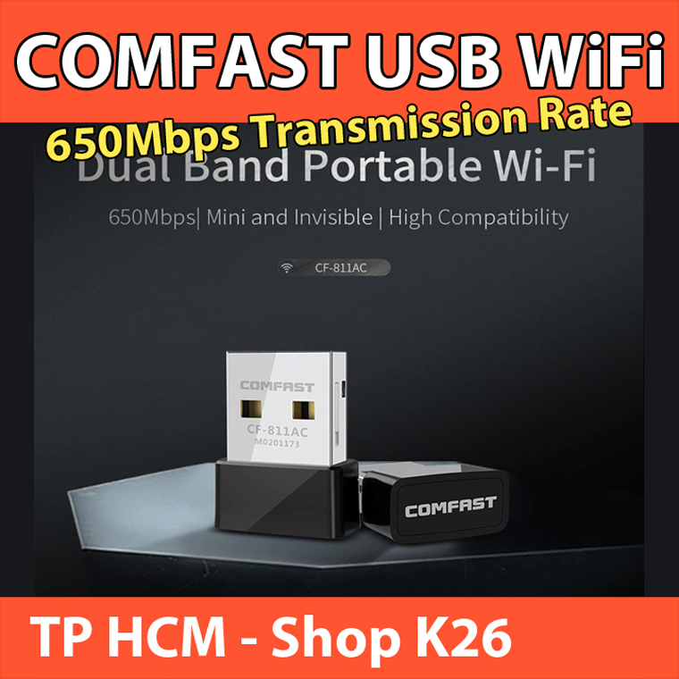 Comfast cf-811ac 650m dual - band usb wifi network card 2.4g/5g