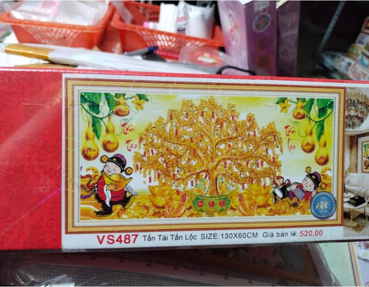 tranh đính đá CÂY TIỀN VÀNG