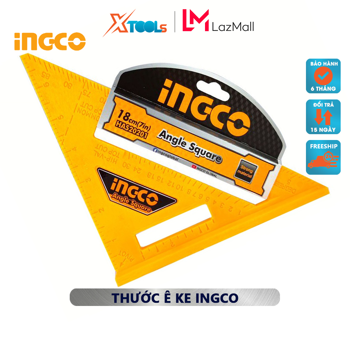 Ruler darkly Ke ingco HAS20201 | square protractor size 7 inch * 7 inch ABS material, unit inch for measuring angle square beveled edge measuring inside and outside [genuine] [XTools]
