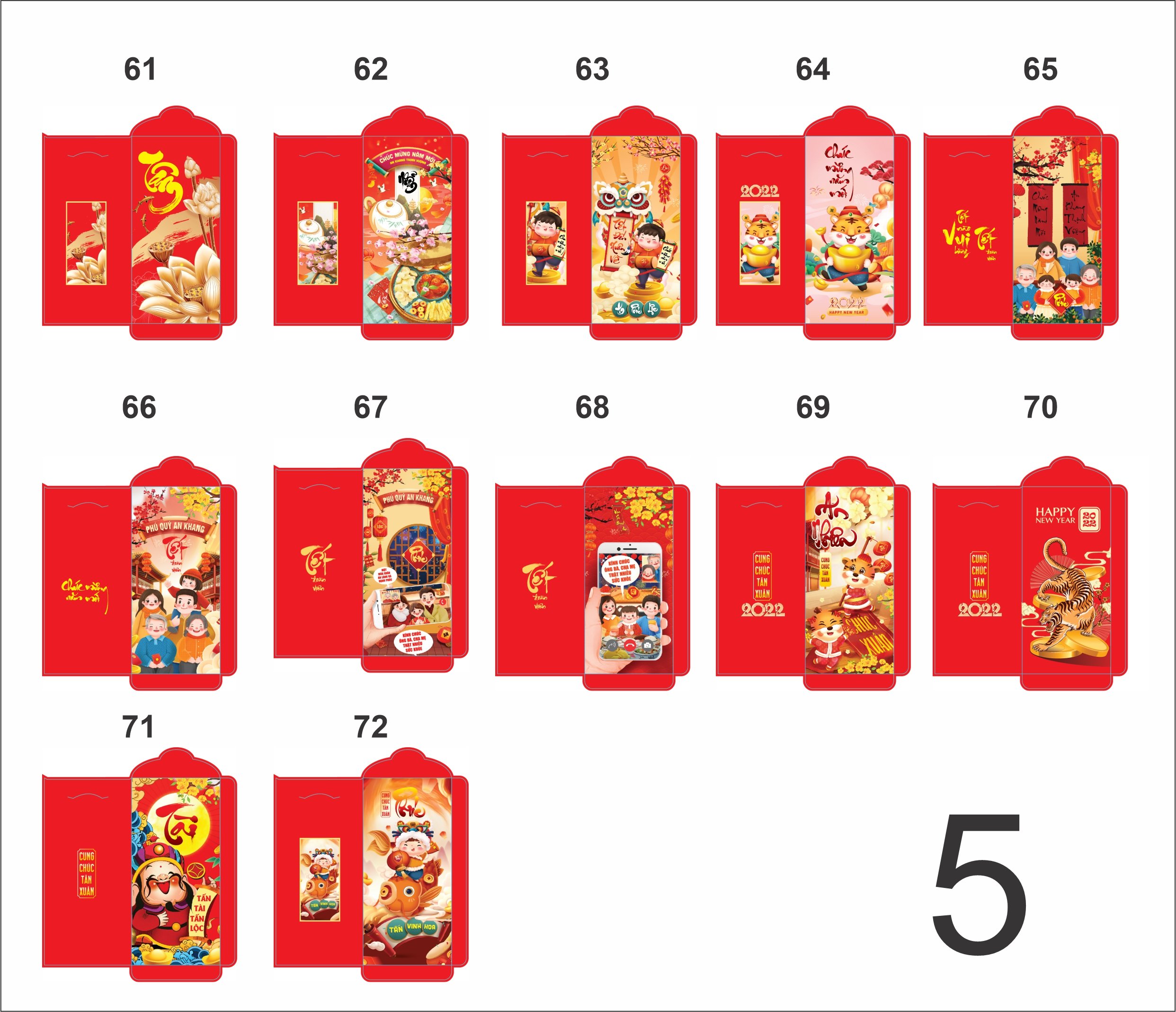 Combo 100 Bao lì xì truyền thống tết 2022