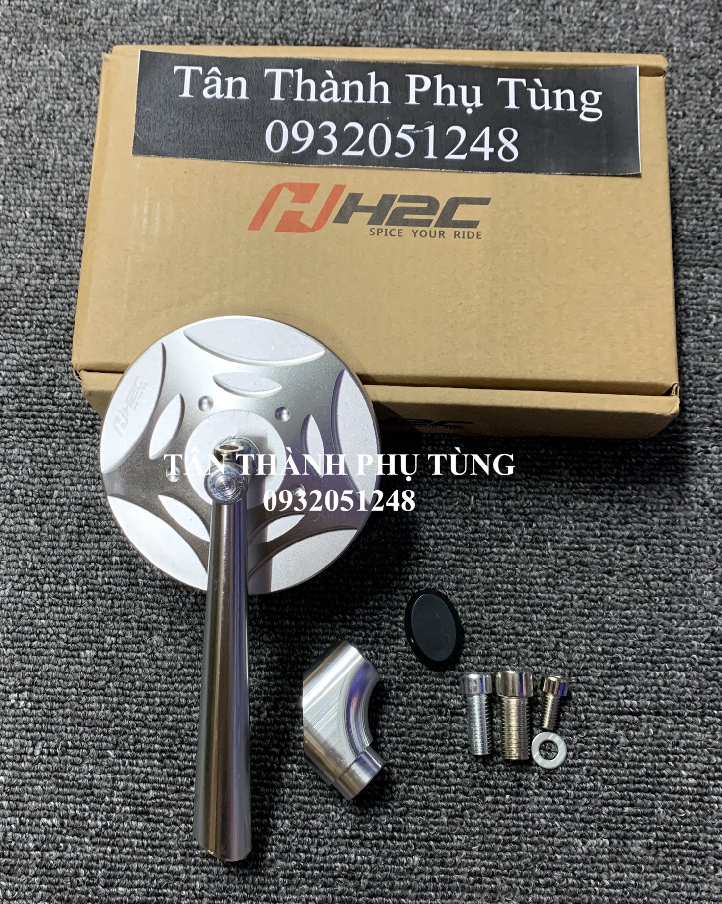 Kính chiếu hậu H2C nhôm CNC kiểu tròn