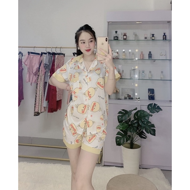 [XÃ KHO] Bộ Mặc Nhà Pyjama Lụa Hoạ Tiết Vịt [ ẢNH SHOP CHỤP ]