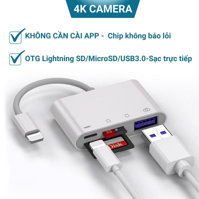 Đầu đọc thẻ nhớ SD cho iphone OTG lightning