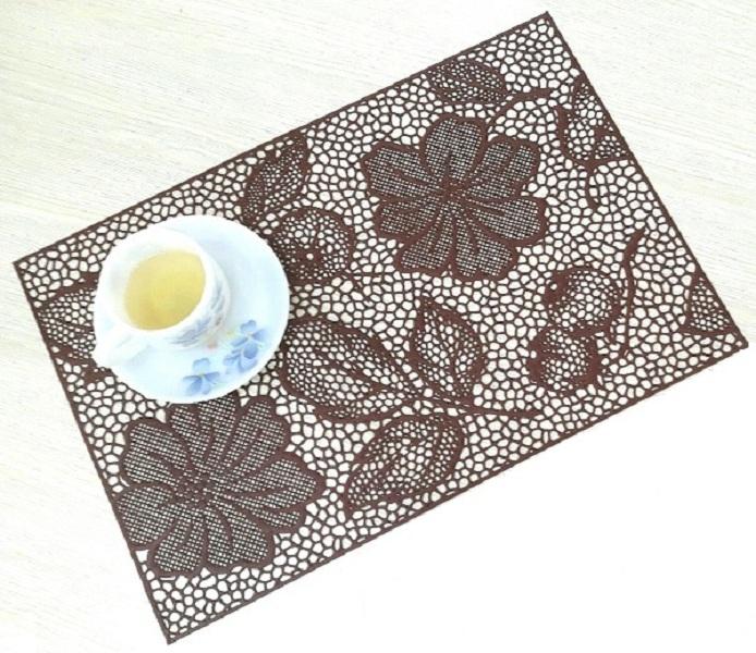 Khăn trải bàn (lót bàn ăn) FY 311 hoa văn nâu (45 x 30 cm)