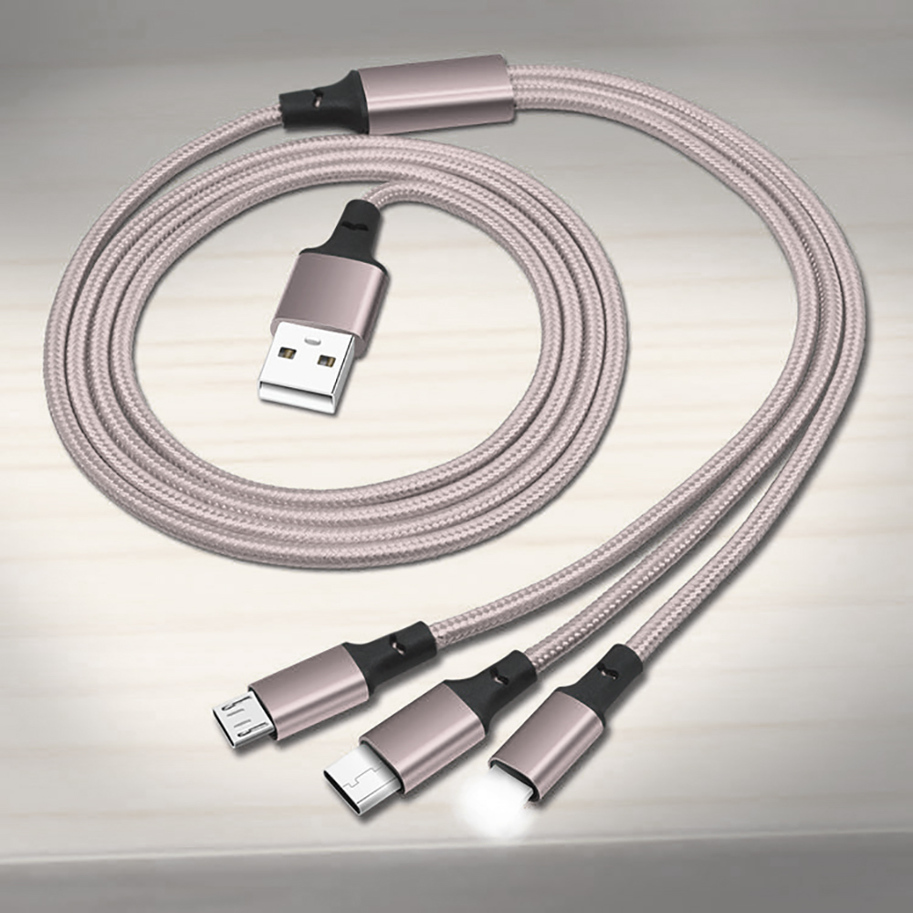 Cáp sạc 3 đầu dây dù Lightning Type C Micro Usb Iphone - Cáp sạc iphone bọc dù