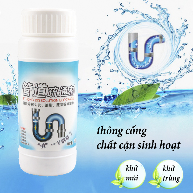 Bột thông tắc cống LKB Cực Mạnh, bột tẩy vệ sinh bồn cầu, Sợi tóc còn tản chảy