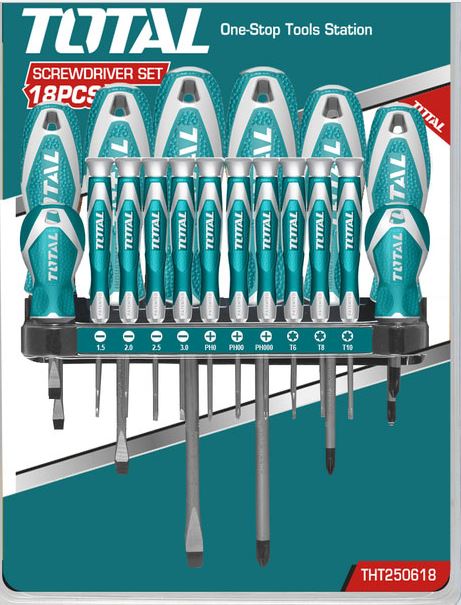 Bộ tuốc nơ vít 18 chi tiết total tht250618