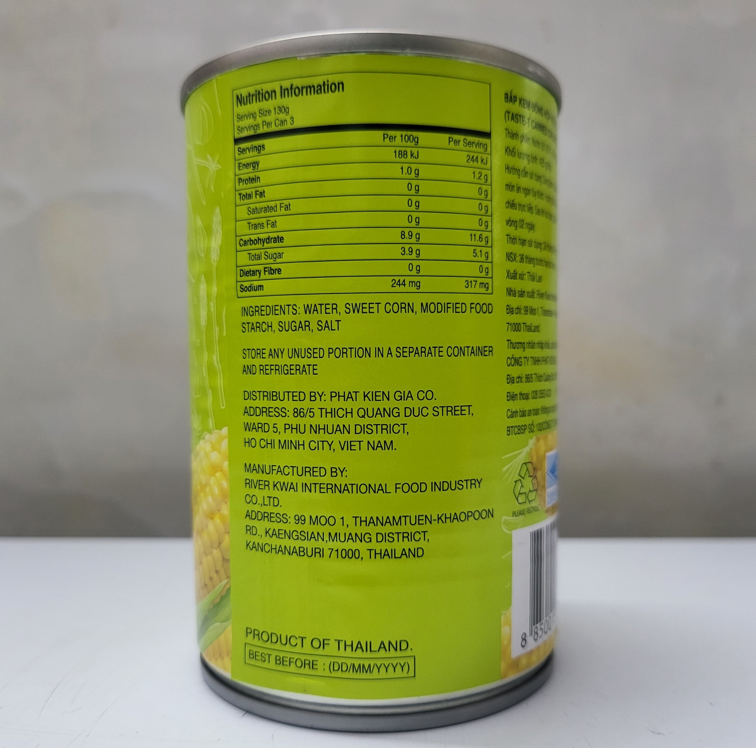 [Hộp 425g] BẮP KEM [Thailand] TASTE-T Cream Style Corn (halal) (pkg)
