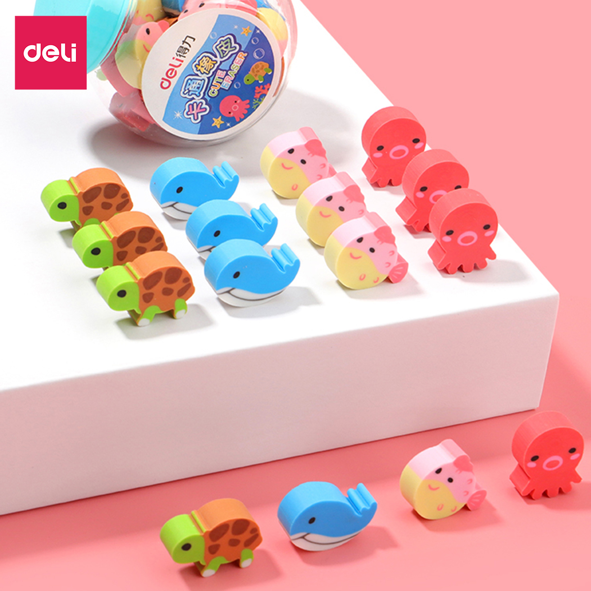 Gôm tẩy học sinh hình dễ thương Deli - 20 chiếc/hộp- tẩy sạch, ít vụn, đồ dùng văn phòng phẩm - 7533
