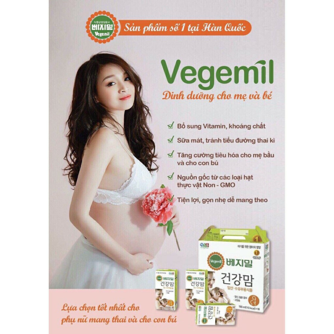 Sữa bầu Vegemil Hàn Quốc 190ml (thùng 16 hộp)