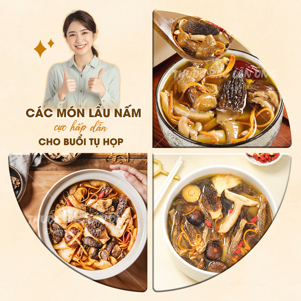 Gói Lẩu nấm 100g (set hầm siêu nấm, thơm ngon, bổ dưỡng) - Thuốc Bắc Lãn Ông