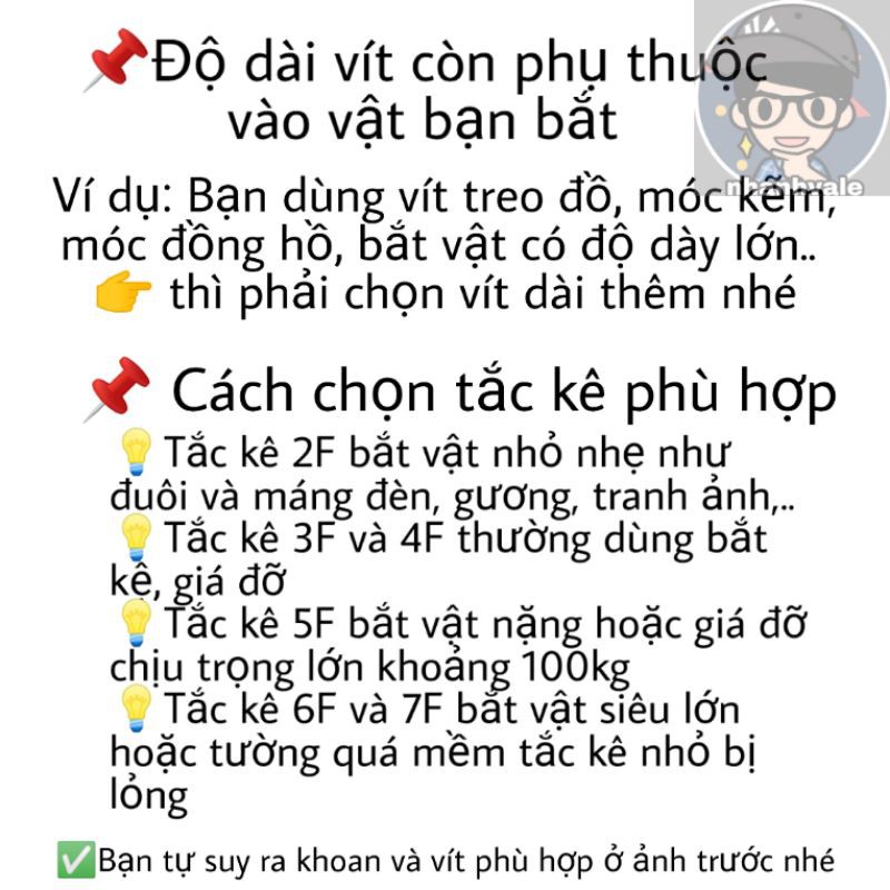 [HCM]Vít bắt tắc kê nhựa 2F 3F 4F 5F 6F 7F | 100g