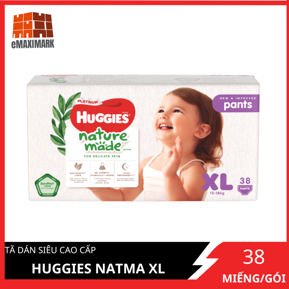 Tã Quần Siêu Cao Cấp Huggies Natmade Cỡ XL 38