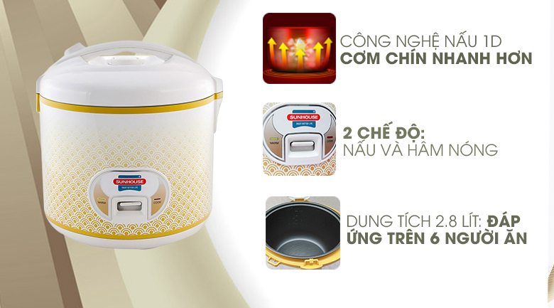 Nồi cơm nắp gài Sunhouse Mama 1.8 lít SHD8652G