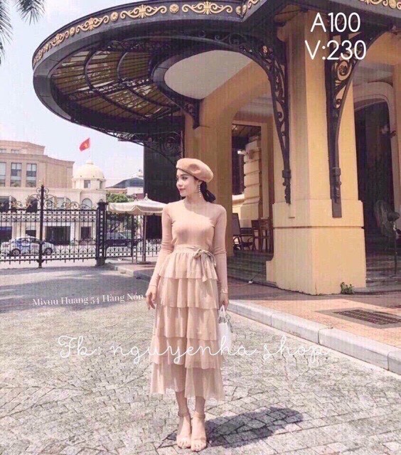 Chân váy tầng maxi buộc eo cực sang chảnh (hàng Quảng Châu)