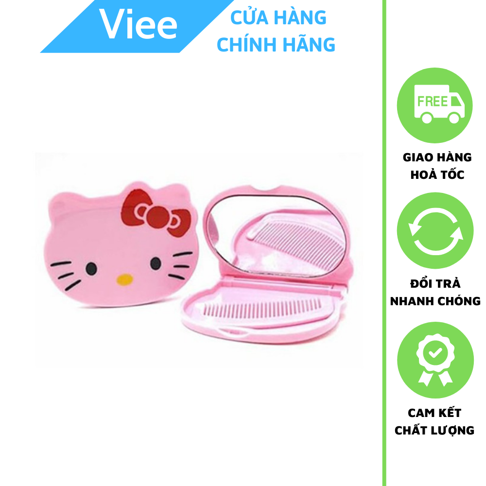 Gương bỏ túi mini kèm lược Hello Kitty (giao màu ngẫu nhiên)